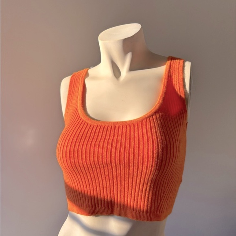 Wild Fable Orange Ribbed Cropped Tank Top Women’s Medium